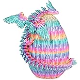 Mydhall 3D Printed Flying Dragon Egg with Articulated Dragon Inside – Toys&Gifts for Kids,Home Decor,Creative Ornaments,Birthday,Easter (Rainbow, Large)
