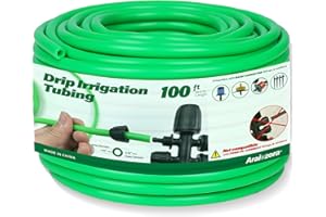 ‌Araiozora 1/4in Drip Irrigation Tubing - 100ft Flexible Garden Hose for DIY Irrigation Systems, Hydroponics, Greenhouse & Outdoor Watering | Lightweight Misting Tubing, UV-Resistant (Green)