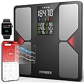 FITINDEX Smart Scale with BMI, Body Fat, Muscle Mass, Scale for Body Weight and Fat Percentage, High Accurate Bluetooth Scale with Large Display, 13 Body Composition Analyzer Sync APP, 500lbs, 11.8"