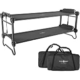 Disc-O-Bed Large Convertible 2 Person Bench &amp; Double Camping Cot, Black | Indoor or Outdoor Portable Bed Bunk System for Adults, Converts to Bench or Separate Beds, 500lb Weight Capacity Per Cot
