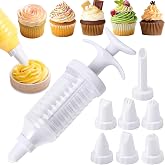 Suuker Cake Decorating Kit, Icing Gun with 8 Piping Tips for Cupcakes | 8 Piping Tips with one-handed Icing Gun Control for Cakes, Cupcakes, Cookies and Dessert Decorating