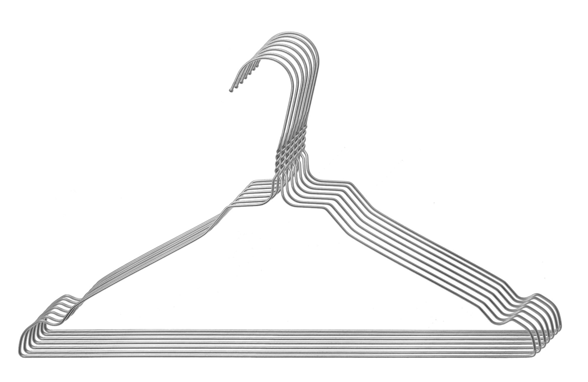 Pack of 100 Notched Silver Wire Coat Hangers for Home Use, Dry Cleaning, Retail