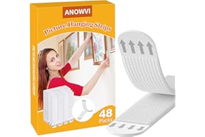 ANOWVI Large Picture Hanging Strips, Heavy Duty, 24-Pairs(48 Strips) Wall Sticky for Hanging 3.7" L x 0.75" W., Hanging Pictures Without Nail, Hook&Loop Strips with Adhesive