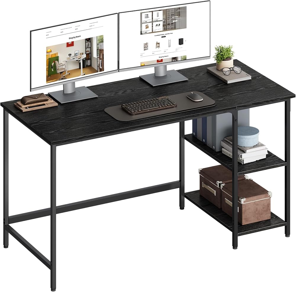VASAGLE Computer Desk 140 x 60 cm Ebony Black LWD055B02 Industrial