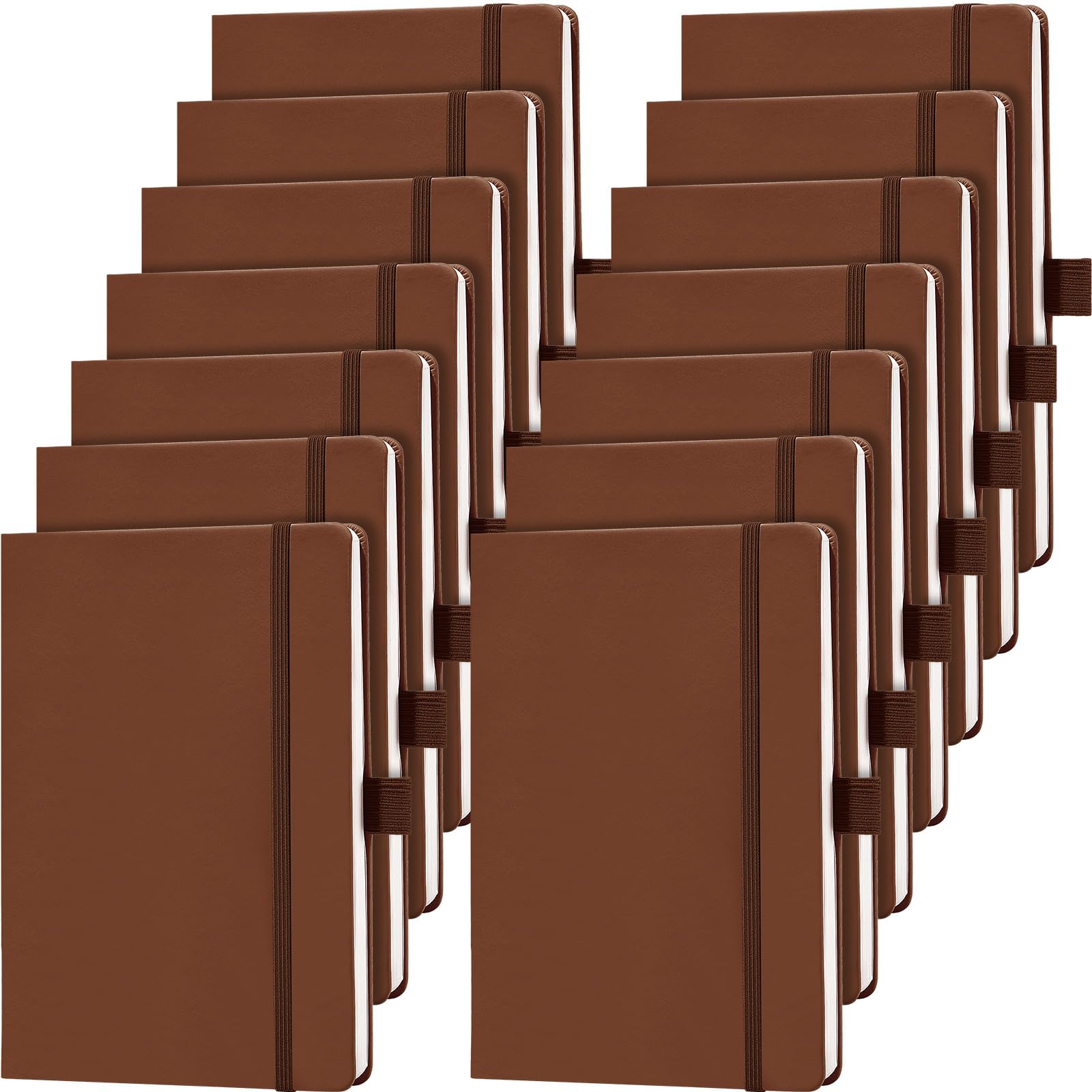 Photo 1 of Laumoi 14 Pack Lined Journal Notebooks 5.5 x 8.2 Inch A5 Hardcover Notebook College Ruled Notepad with Pen Holder PU Leather Ruled Lined Journals for School Business Work Writing(Brown)