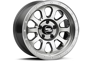 RockTrix RT111 17 inch Wheel Compatible with Jeep Wrangler JK JL 17x9 5x5 Wheels (-12mm Offset, 4.5in Backspace) 5x5 PCD, 71.5mm Bore, Gunmetal Polished Wheels, Also fits Gladiator JT Rims