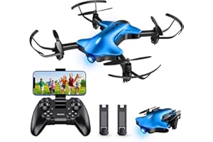 Drone with Camera, DROCON Spacekey 1080P Remote Control Drone for Kids Beginners, FPV Drone App Control, Gravity Control, One-key Return, 2 Batteries, 3 Speed Modes, Foldable Arms,Blue