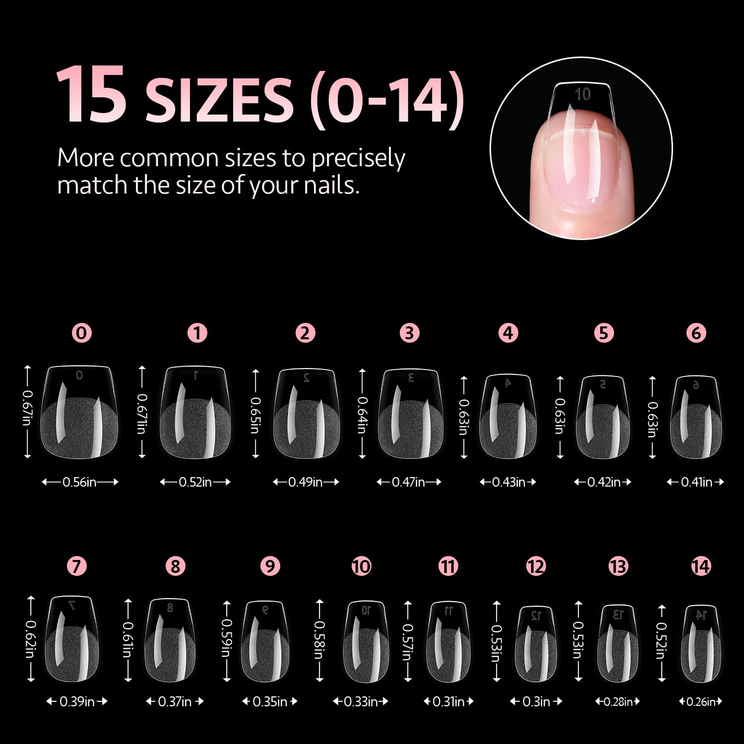 GAOY Short Coffin Fake Gel Nail Tips, 15 Sizes False Full Cover Acrylic Press on Nails, 240Pcs Soft Half Matte Tips - Image 6