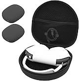ProCase Hard Case for Apple AirPods Max, Travel Protective Carrying Case with Silicone Ear Cushion Covers, Shockproof EVA Shell with Soft Lining & Accessory Pocket - Black