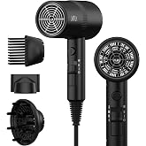 AINA Hair Dryer with Diffuser,Comb Full-Featured Blow Dryer 110V(Black) | 3 Heat/2 Speed;Cold shut button;Lightweight;Compact Size;High Temp;Low Airflow;Same Results;Less Expense
