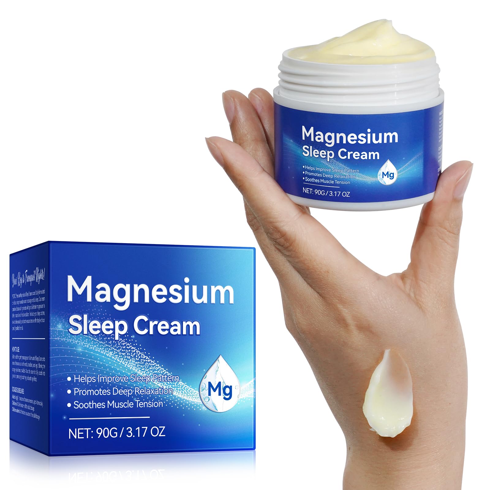 Magnesium Soothing Sleep Cream, Magnesium Skin Muscle & Body Calm Moisturing Butter, Relief for Restless Legs | Muscle Joint Relaxant for Cramps & Pain, Natural Sleep Support(90g)