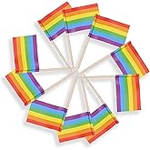 CANTENDO 100 Pcs Rainbow Pride Toothpick Flag,Gay LGBTQ Mini Rainbow Gay Pride Toothpick Flag Cupcake Toppers Flags Decoration