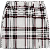 WDIRARA Women's Plaid Bodycon Mini Skirts High Waisted Slit Hem Business Pencil Skirt