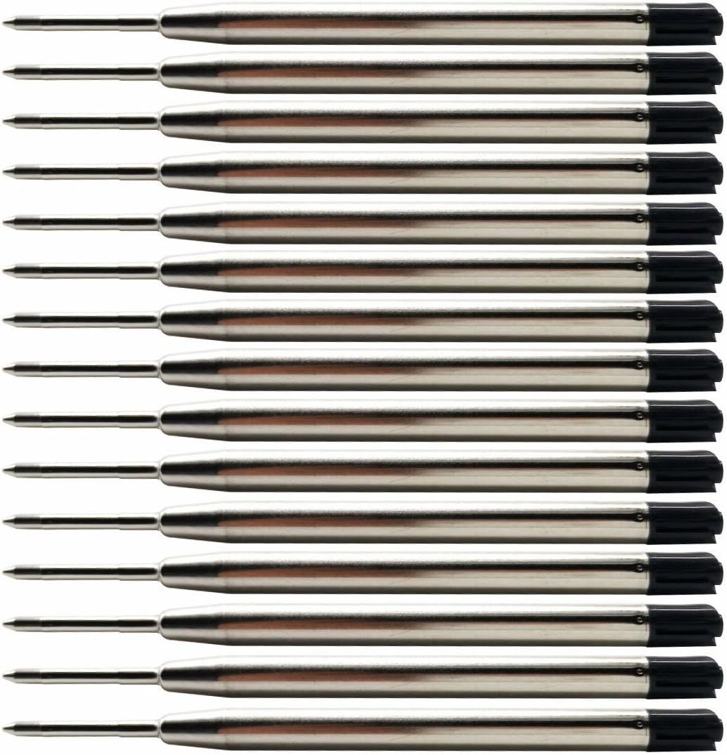 15 Pack Ball Point Pen Refills, Medium Point, Black Ink