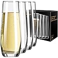 PARACITY Stemless Champagne Flutes, Champagne Glasses Set of 4, 8oz Glass Champagne Flutes, Gift for Birthday, Wedding, Christmas, Valentine's Day