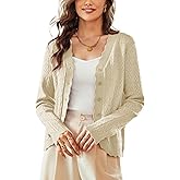 KANCY KOLE Womens Cropped Cardigan Sweaters, Lightweight Crochet Button Up Cardigan, Spring Summer Outfits 2026