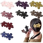 8Pcs Flower Flat Hair Clips, Stylish Lay Flat Claw Clips for Women Girls, Non-slip Strong Hold Claw Clips, Matte Flower Hair Clips for All Hair Types Wedding Prom Party Hair Decorations