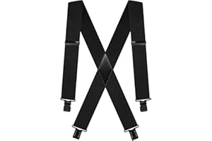 QCWQMYL 2" Suspenders for Men Heavy Duty Strong Clips Hunting Skip Work Braces X Back Adjustable Elastic Straps