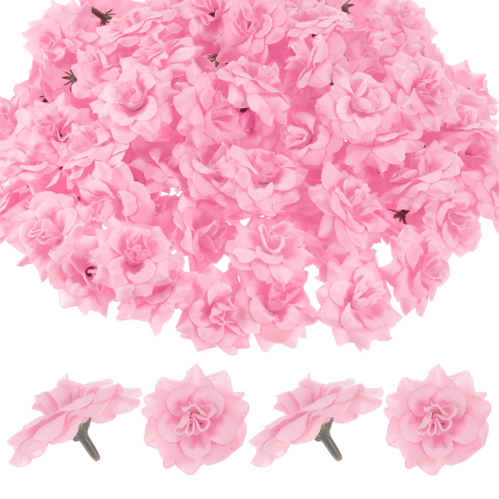 M METERXITY 100-Pack Artificial Roses, Silk Faux Rose Heads for Wedding/Bouquet/Flower Wall/DIY Crafts/Party Decoration, Fake Bloom Flower Heads Buds [Pink]