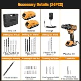 JYGMPRO Cordless Drill Driver 21V Hammer Drill 2 Batteries 30pcs Bits view 7