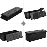 SONGMICS Storage Ottoman Foldable 38x110x38 cm Ink Black LSF89BK 300 kg view 7