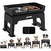 ZOMISIA Elevated Dog Bowls, 6 Height Adjustable Raised Dog Bowl Mess Proof | 3-in-1 Dog Bowl Stand, Double Deck Design, 2 Stainless Steel Bowls, Licking Plate, Feeding Station for Small Medium Large Pet
