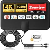 Amazqi Indoor Amplified TV Aerial 4K 1080p 250+ Miles 360° Reception Freeview view 1