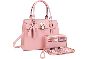 Qiyuer Women Purses And Handbags Set Ladies Top Handle Satchel Tote Shoulder Work Bag With Matching Clutch Wallet 2PCS