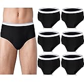 Blosssound 6 Pack Men's Incontinence Underwears Reusable Washable Leak Proof Underwears Protection Incontinence Briefs Men Bladder Control with Regular Absorbency for 150ml(Black,Medium)