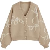 CIDER Fall Cardigan Sweaters for Women Button Down Bow Sweater | Long Sleeve V Neck Knit Cardigan, Trendy Winter Fall Outfits