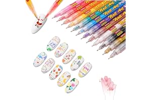 GENERIC 12 Colors Nail Art Pens Set, 3D Nail Polish Pens, Quick-Dry 0.5MM DIY Nail Art Markers Graffiti Dotting Pen for Nails Art Design Manicure Nail DIY Decoration (1 pack)