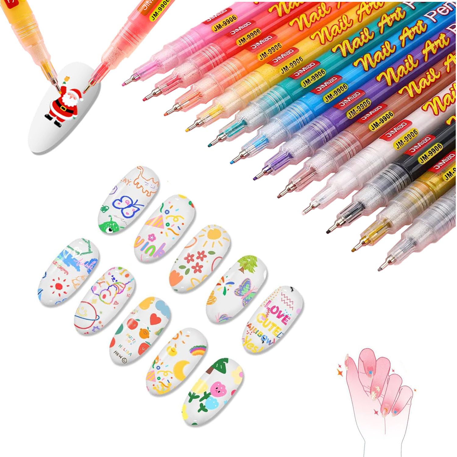 Photo 1 of 12 Colors Nail Art Pens Set, 3D Nail Polish Pens, Quick-Dry 0.5MM DIY Nail Art Markers Graffiti Dotting Pen for Nails Art Design Manicure Nail DIY Decoration (1 pack)
