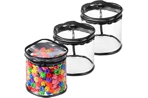 Ribbonlic 3 Packs Toy Storage Bags Transparent Clear PVC Storage Organizer with Zippered, Kids Waterproof Toy Bags for Board Games, Building Blocks, Puzzles and Small Toys (Black)