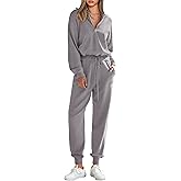 PRETTYGARDEN Women's 2 Piece Sweater Set Pullover Zip Up Sweatshirt Jogger Sweatpants Tracksuit Casual Outfit