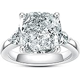 Gobaalele 3ct-7ct Cubic Zirconia 3 Stones Engagement Rings 5A Grade Simulated Diamond Cushion Cut/Emerald Cut/Asscher Cut/Heart Cut CZ Anniversary Promise Wedding Rings for Women