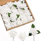 Ling's moment Flowers 25pcs 2.7" Fake Gardenia White Artificial Flowers with Stem, Fake Flowers for DIY Wedding Decorations Centerpieces Bouquets Boutonnieres(Flores Artificiales para Decoracion)