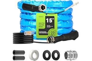 RVMATE Heated Water Hose for RV 15FT, -20 ℉ Antifreeze Heated RV Water Hose with Energy Saving Thermostat, for RV/Camper/Home/Garden, RV Accessories