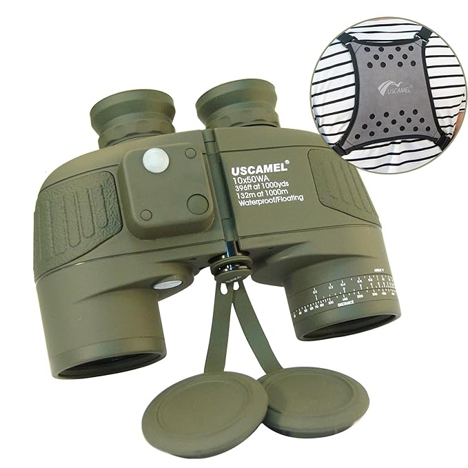 USCAMEL®10X50 HD Military Binoculars with Ranging, Compass Multifunction, Suitable for Adults