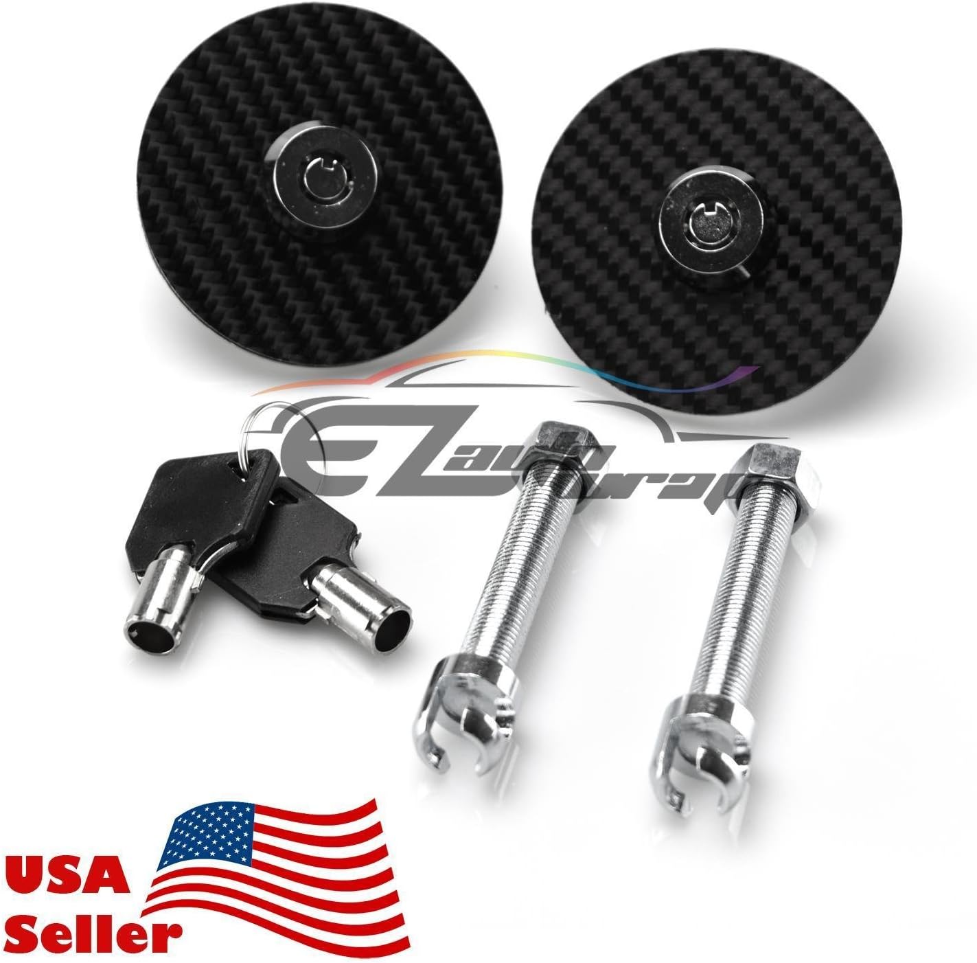 1 Pair UNIVERSAL RACING Mount Carbon Fiber Hood Pin Key Locking Kit