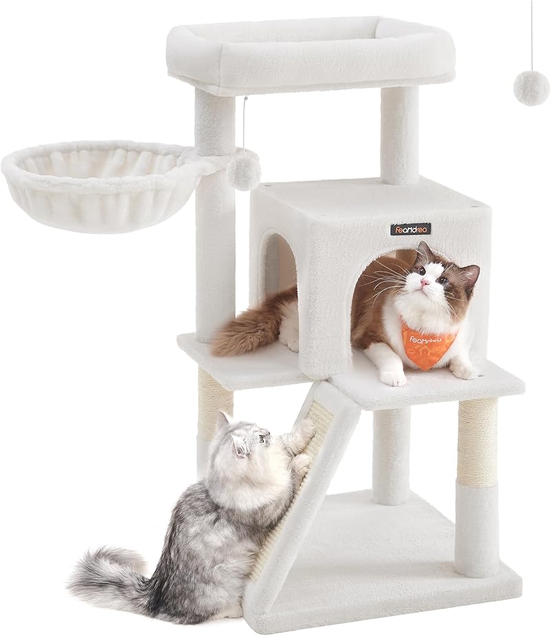 Feandrea Cat Tree Tower Widened Perch 45x30 cm Cream White PCT051T01V1