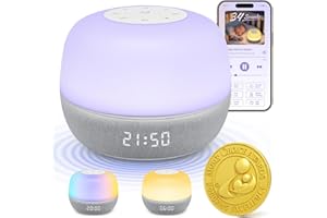 MEWAII 2025 Mom's Choice Awards | Sound Machine Baby White Noise Machine with Sunrise Alarm Clock & App Control – 360° RGB Night Light, Sleep Soother for Adults & Kids, Baby Essentials for Newborns