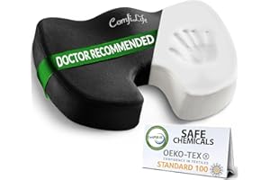 ComfiLife Premium Comfort Seat Cushion - Non-Slip Orthopedic 100% Memory Foam Coccyx Cushion for Tailbone Pain - Cushion for Office Chair Car Seat - Back Pain & Sciatica Relief (Black)