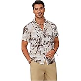 SweatyRocks Men's Hawaiian Tropical Shirt Short Sleeves Printed Button Down Summer Beach Casual Button Down Shirts