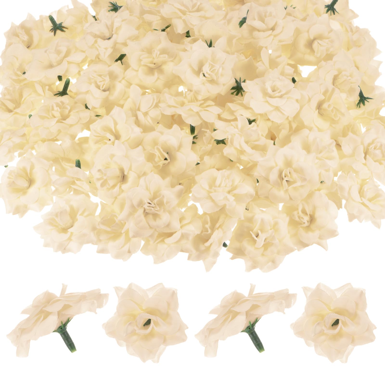 M METERXITY 100-Pack Artificial Roses Heads, Silk Faux Rose Head for Wedding/Bouquet/Flower Wall/DIY Crafts/Party Decoration, Fake Bloom Flower Heads Buds [Beige]