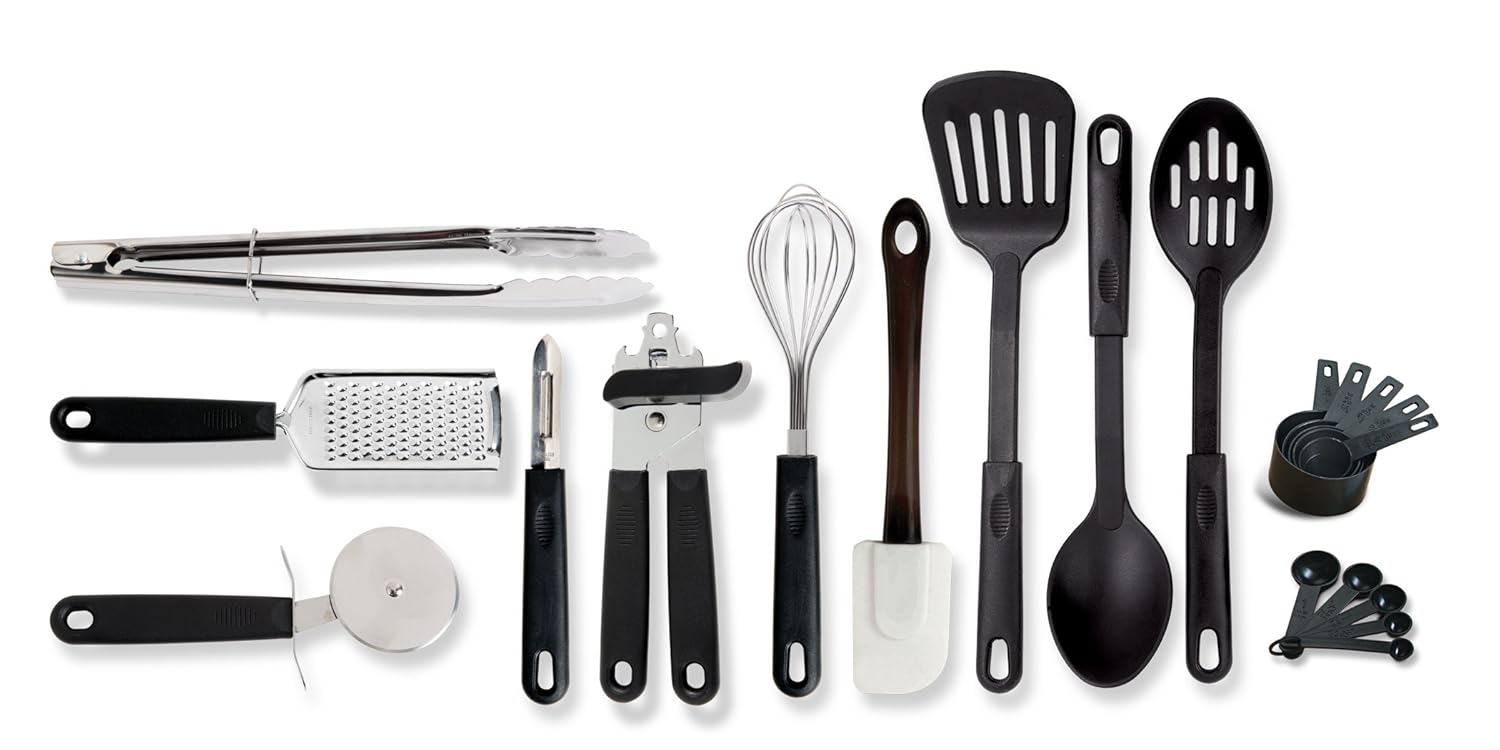Gibson Value 99202.20 Total Kitchen 20 Piece Kitchen Tool Gadget Prepare & Serve Combo Set, Black