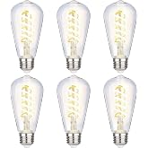 EMYMLITE 6 Pack Vintage LED Edison Bulbs, E26 Led Bulb 60Watt. | Non-Dimmable 6W Led Light Bulbs, High Brightness 700LM Neutral White 4000K, ST58 Antique Filament Bulbs, Clear Style for Home