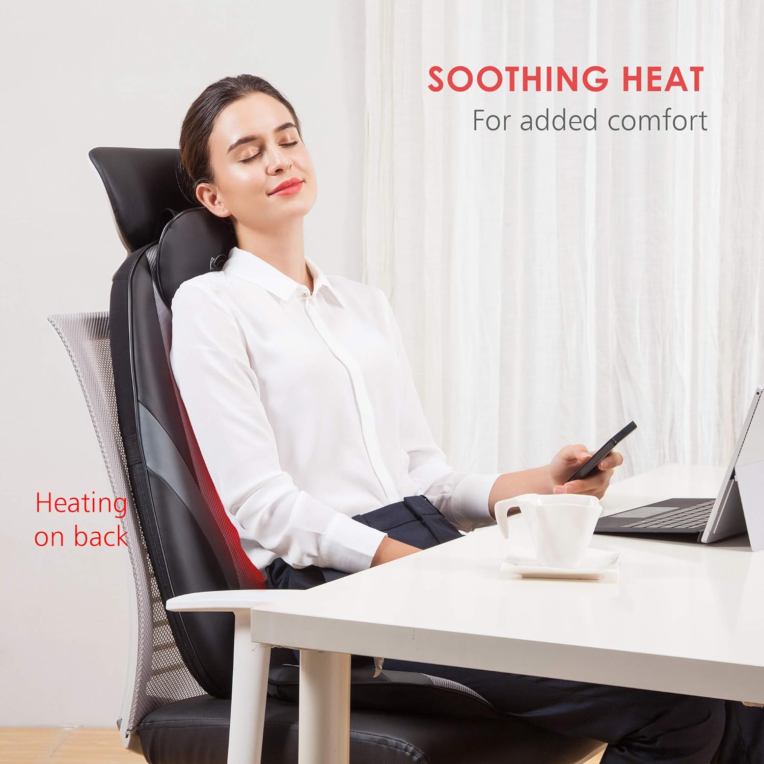 Snailax Shiatsu Massage Cushion with Heat Massage Chair Pad Kneading Back Massager for Home Office Seat use: Health & Personal Care