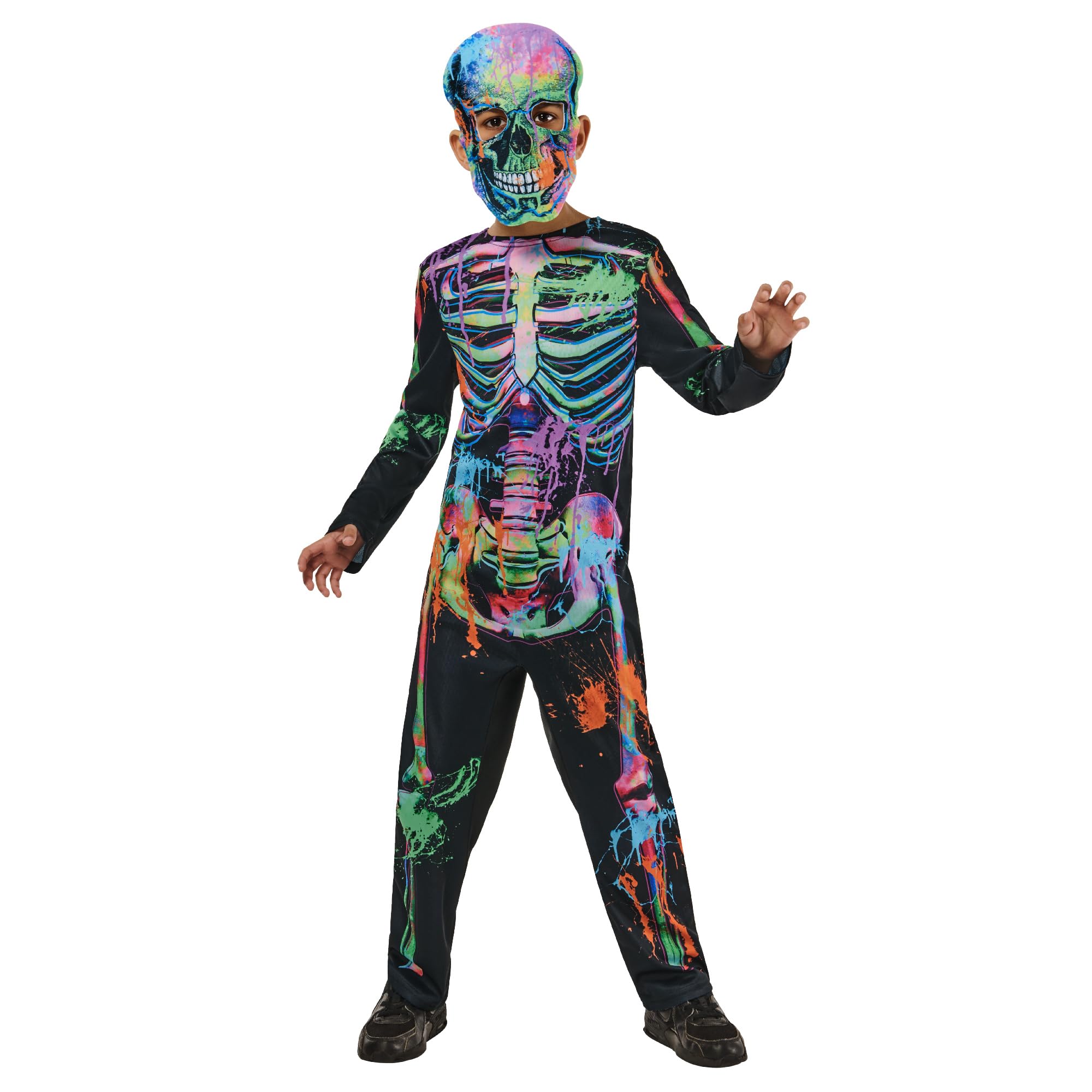 Rubies 1001437XS000 Bonesky Graffiti Skeleton Kids Fancy Dress, Boys, Multicoloured, 5-6 Years Halloween