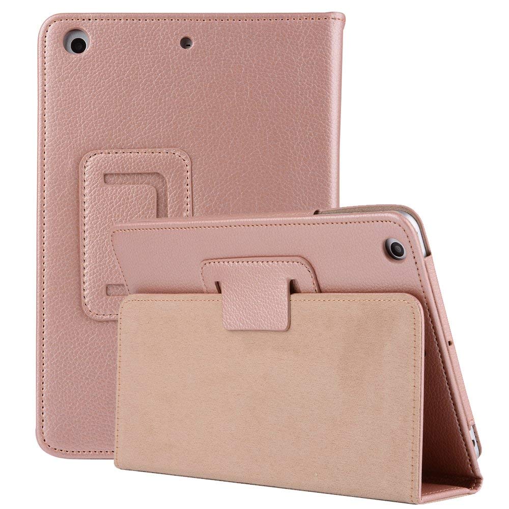 Leather Stand Case for iPad Air 3 Pro 10.5 10.2 7/8/9 Folio Generation 19/20/21 (Rose Gold)