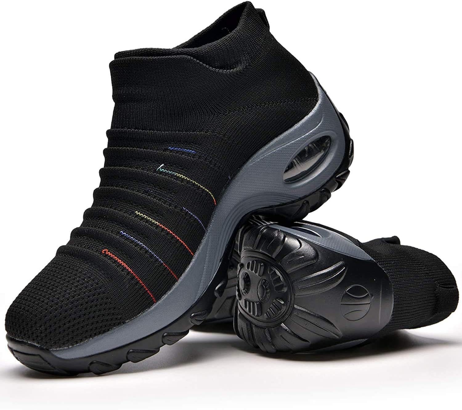 Womens Walking Shoes Slip-on Lightweight Mesh Sneakers Breathable Tennis Comfortable Platform Wedge Shoes